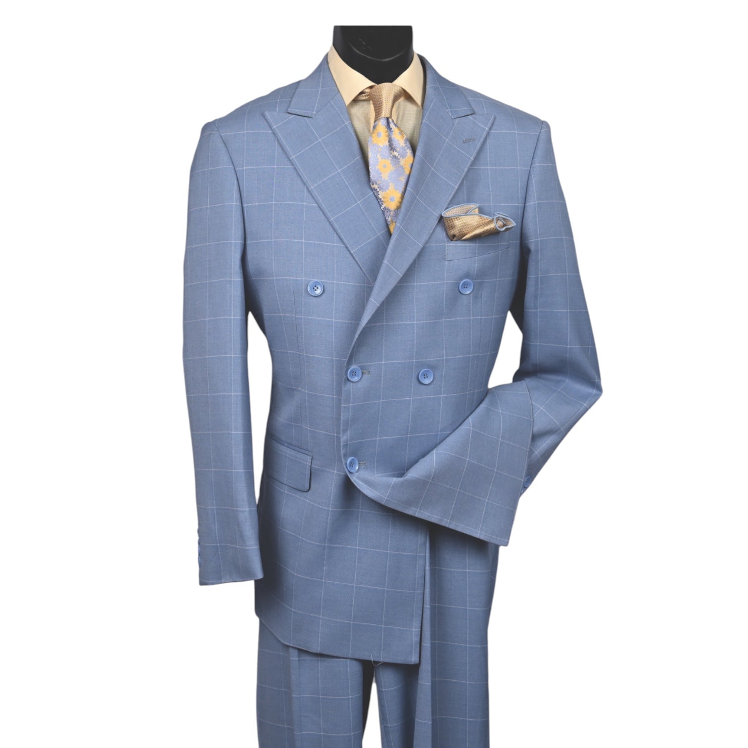 MAZARI: 2pc Windowpane Double Breast Suit 2354
